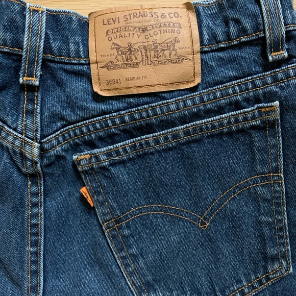 VINTAGE LEVI’S 941 Orange tab Denim Shorts - Picture 6 of 10